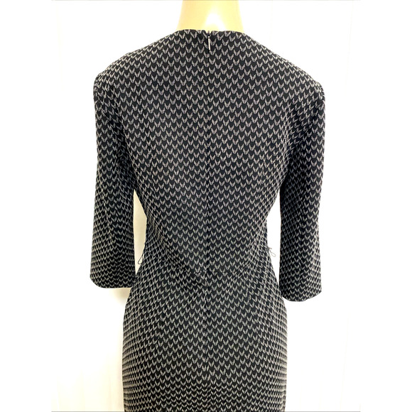 BOSS Hugo Boss Dylea Sheath Dress 3/4 Sleeve Black Gray Knee Work V Neck 6 US - Picture 4 of 8